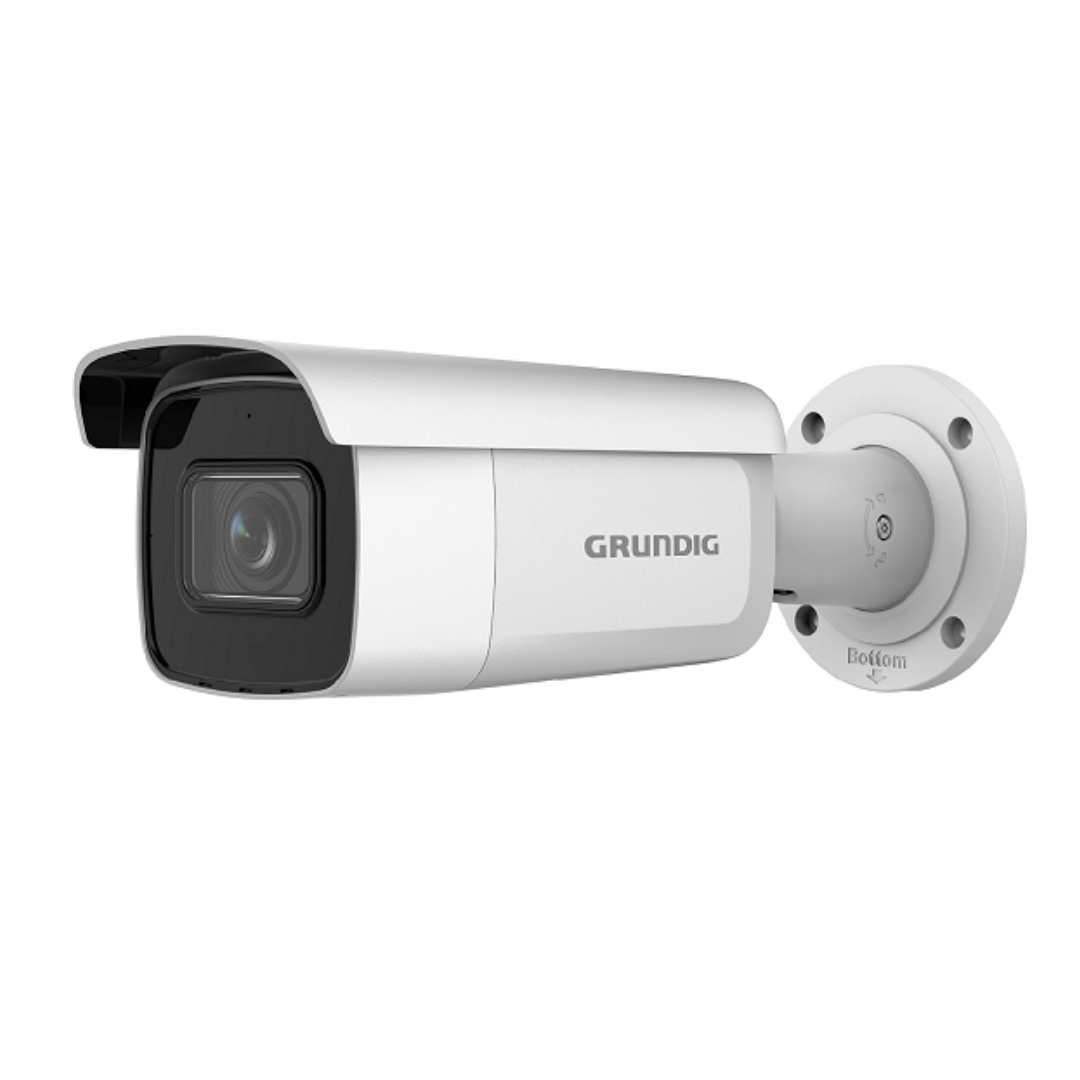 GD-CI-AP6637T – Produktfoto einer 6 MP Bullet IP-Kamera (2,8–12 mm Motor-Vario, ICR, IR-LED, WDR) vor weißem Hintergrund.