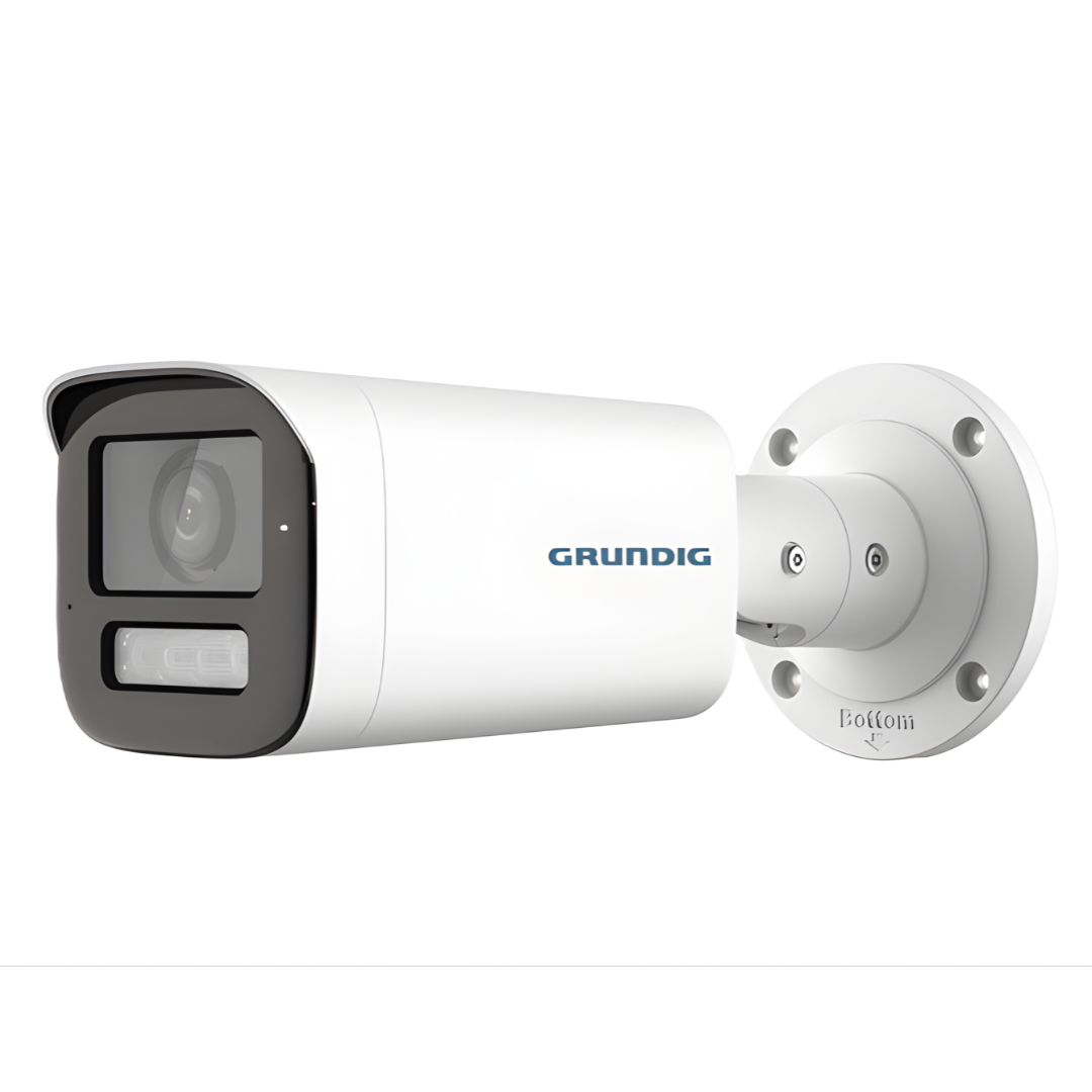 Grundig GD-CT-CP2837T – Produktfoto einer HDTVI-Domekamera vor weißem Hintergrund, kompakte Bauform, Frontansicht gut sichtbar dargestellt.